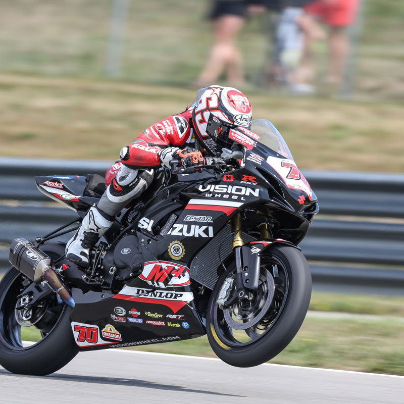Tyler Scott (70) continues his podium stand with his eight of the season in Race 2 at Pittsburgh.