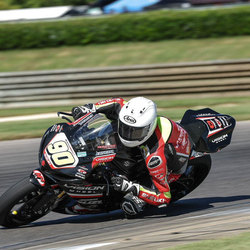 Liam Grant (90) is ending the season strong and learning his race craft.