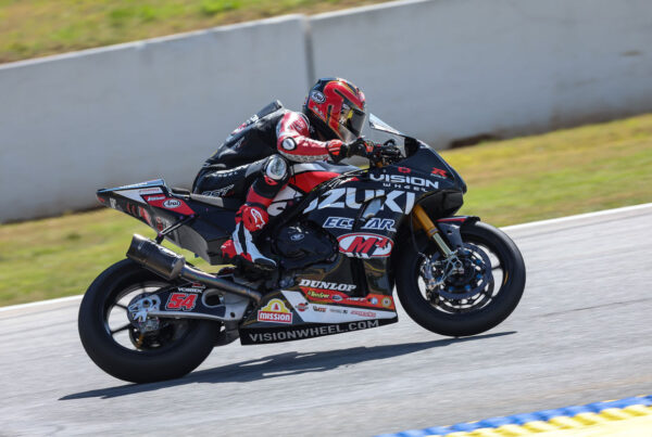 Richie Escalante (54) is showing real promise in Superbike, carding a fifth on Sunday.