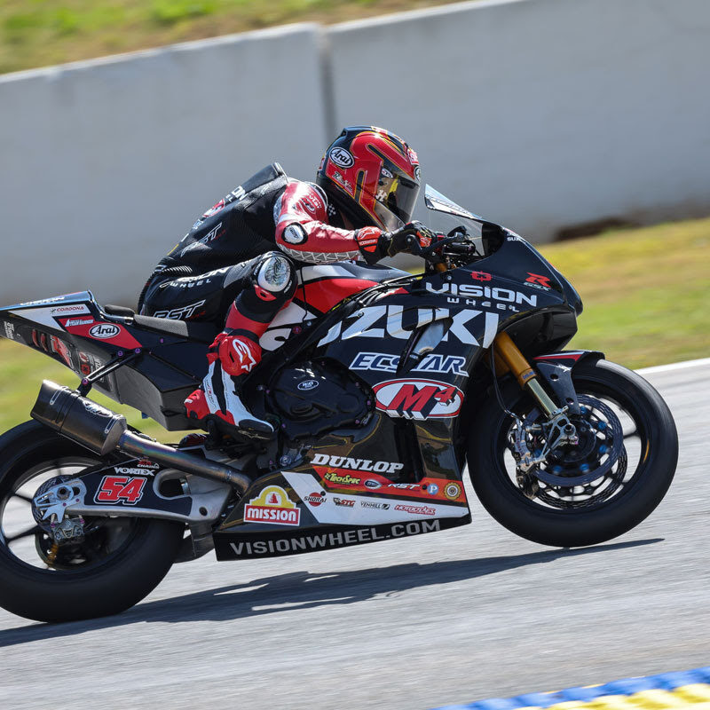 Richie Escalante (54) is showing real promise in Superbike, carding a fifth on Sunday.