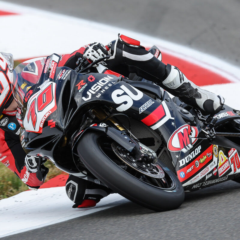 Tyler Scott (70) bounces back from Race 1 with a strong second-place finish in Race 2.