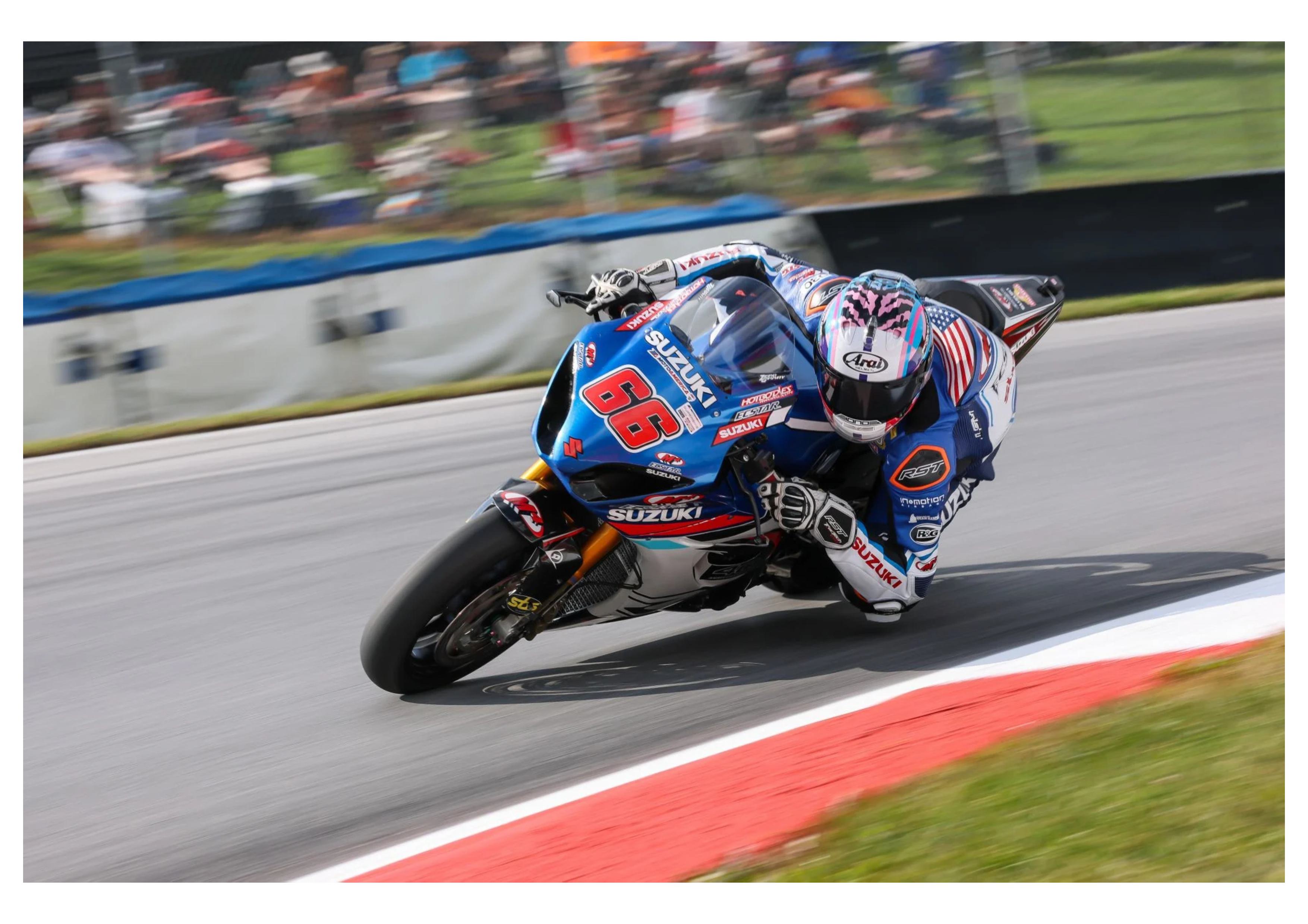 Brandon Paasch continued his progress aboard the M4 ECSTAR Suzuki GSX-R1000R with a seventh-place finish at Mid-Ohio. Photo courtesy Suzuki.