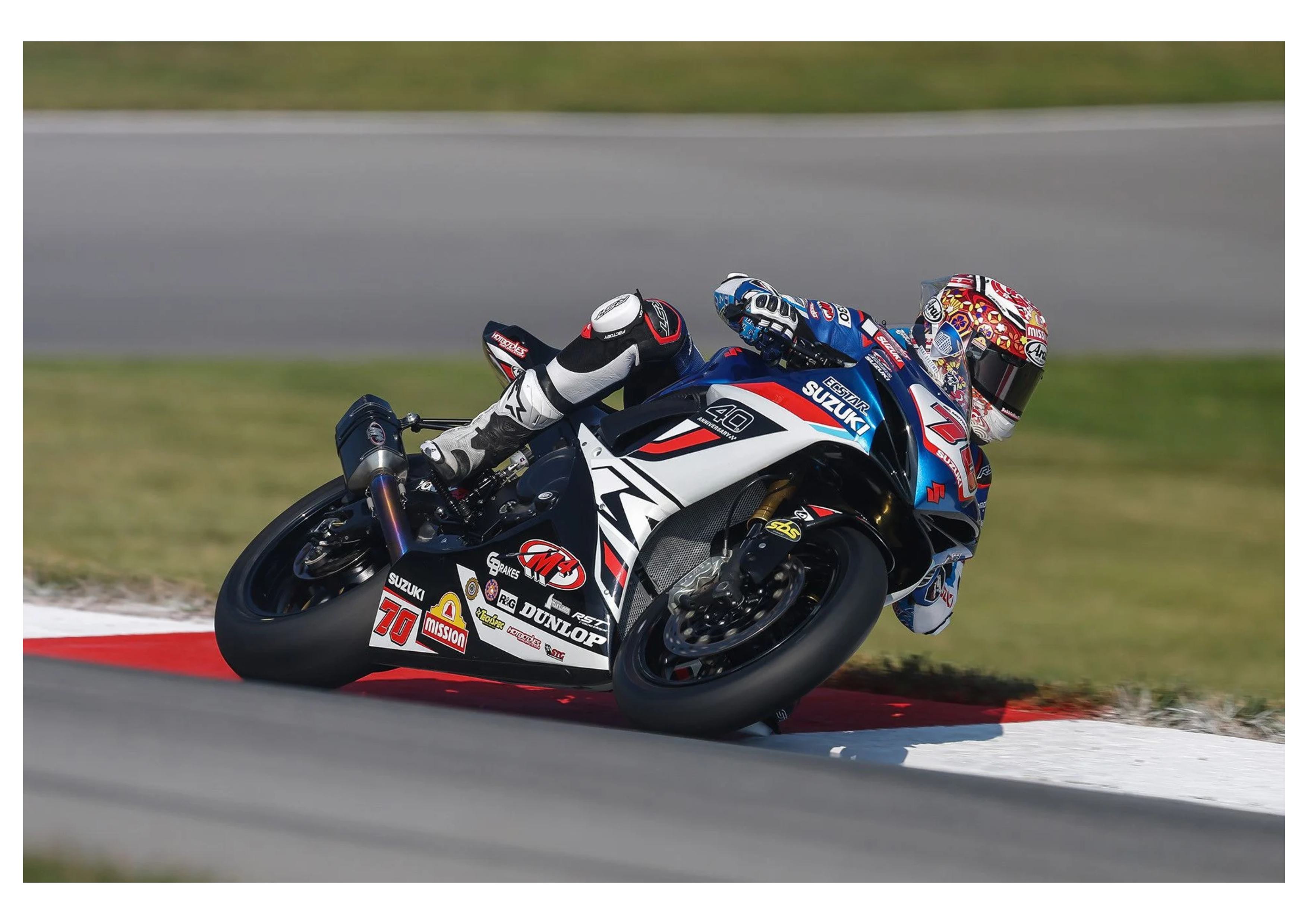 Tyler Scott fought near the front before contact and mechanical issues denied him the results his pace deserved. Photo courtesy Suzuki.