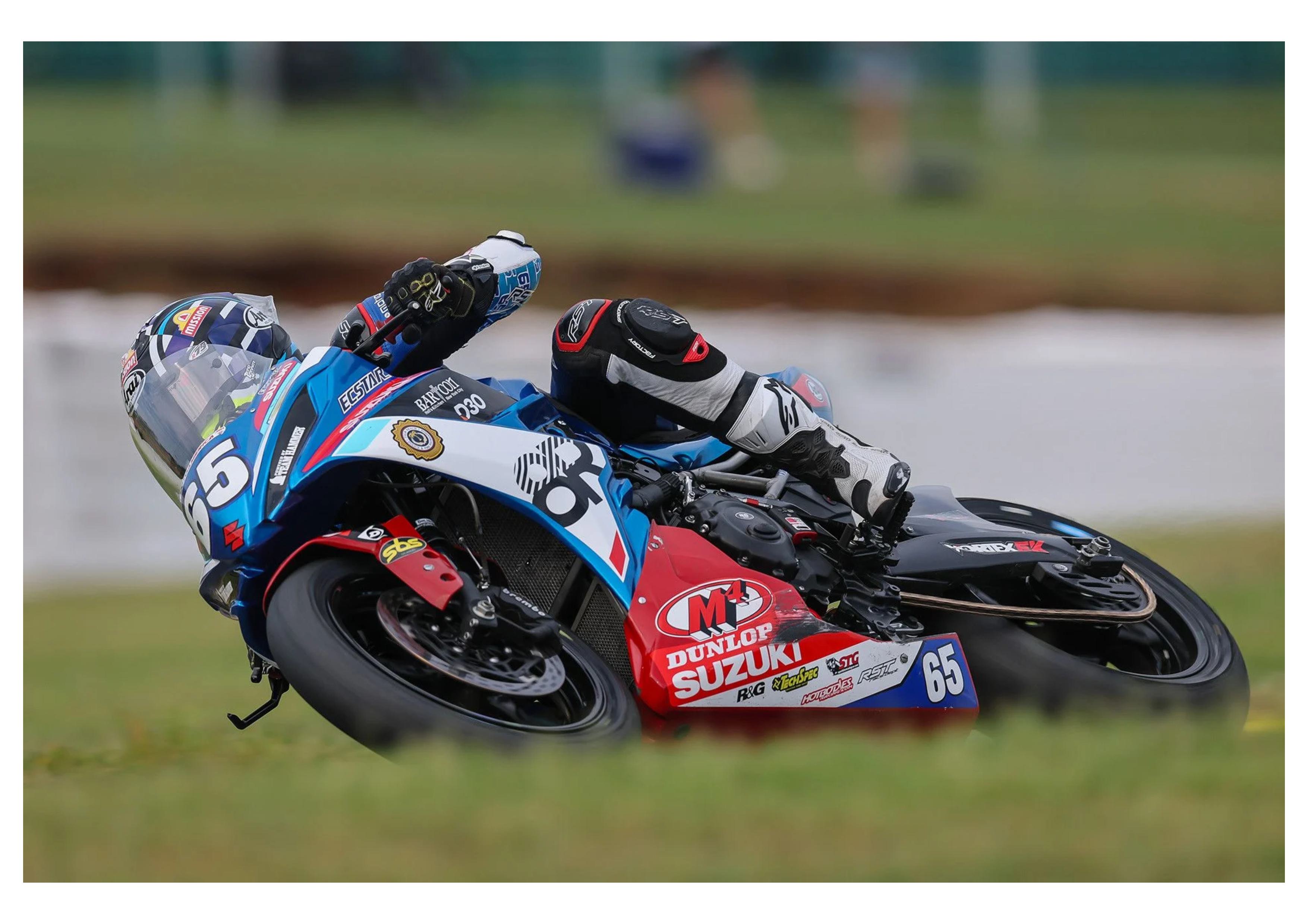 Bodie Paige put the GSX-8R on the podium with a hard-fought third-place finish. Photo by Brian J. Nelson.